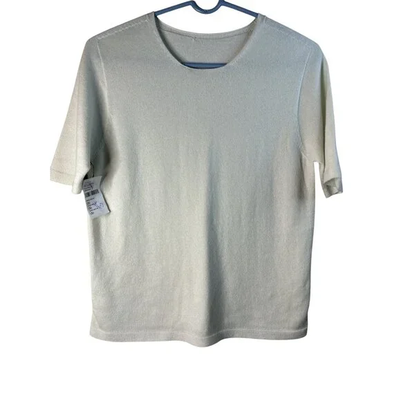 The Row Ipar Top in Pale Green Small Womens Cashmere SHort Sleeve Sweater - Picture 5 of 13